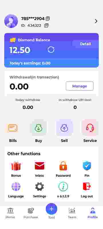 Netpay home dashboard – Netpay app main screen with buy sell Netpay balance options